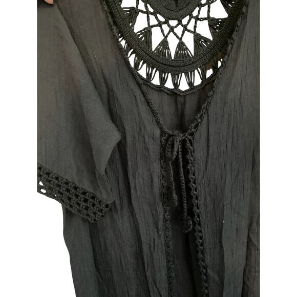 ASHA | Crochet Back Fringe Kimono Cover-Up | Boho Festival Cardigan | OS - Picture 2 of 5
